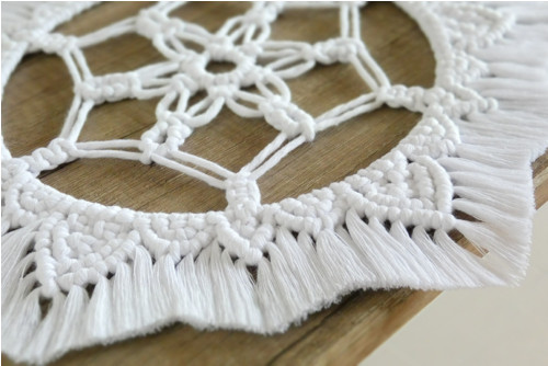 Macrame bílá mandala - závěsná dekorace — foto 2