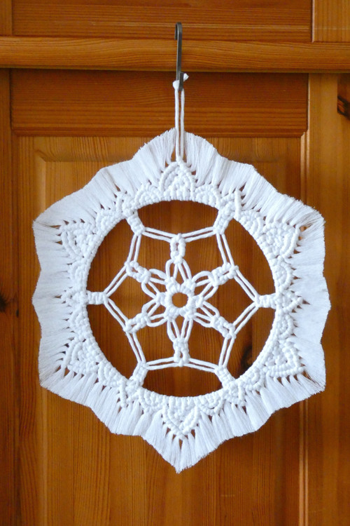 Macrame bílá mandala - závěsná dekorace — foto 5