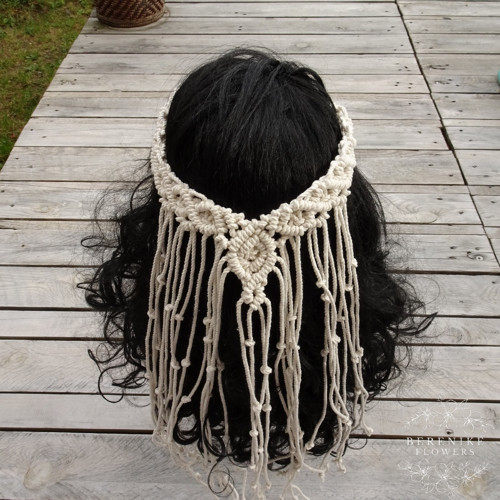 Macramé závoj / smetanový — foto 6