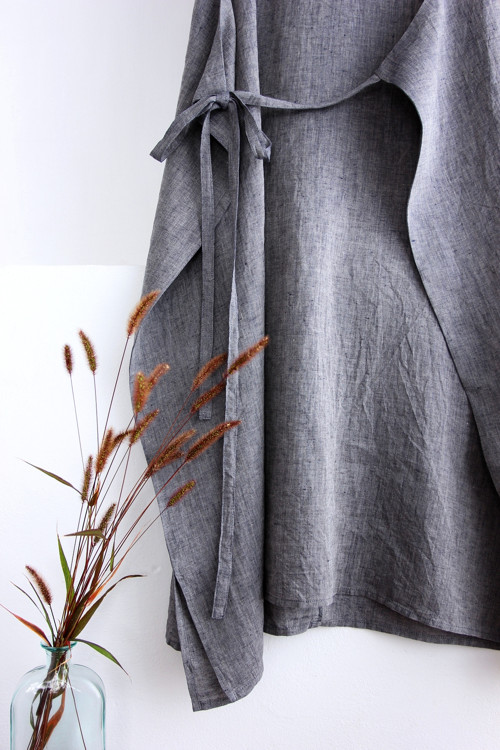 AGNES - dámské šaty len - graphite / indigo — foto 3