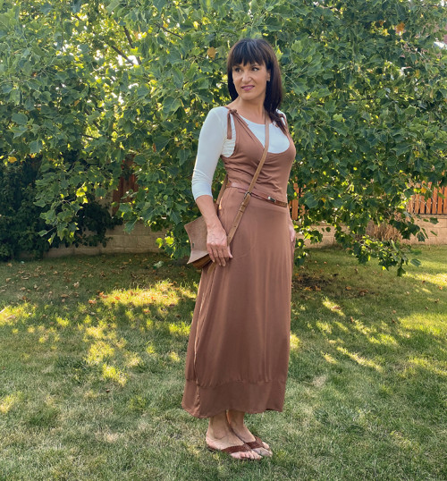 Hnědá šatová sukně — foto 3
