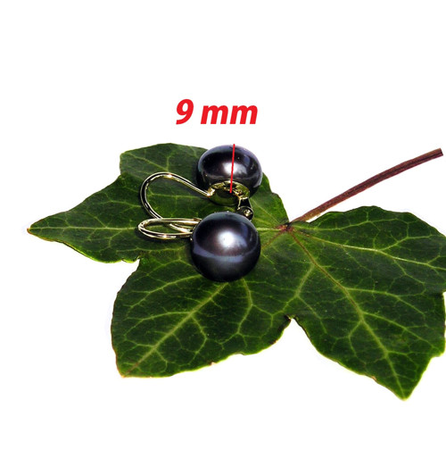 ZLATÉ náušnice PERLA černá LASER BLACK 11 mm — foto 5