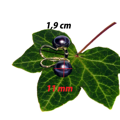ZLATÉ náušnice PERLA černá LASER BLACK 11 mm — foto 4