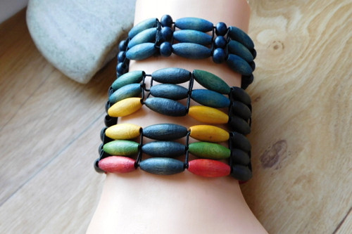 Náramek - Dřevěný trojřadý — foto 3