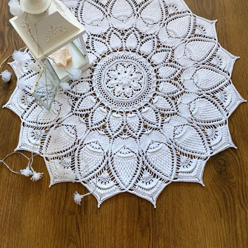 Háčkovaná dečka strukturovaná bílá 56 cm — foto 6