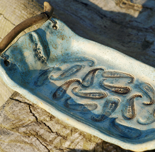 Keramický tác - rostlinky a driftwood — foto 2
