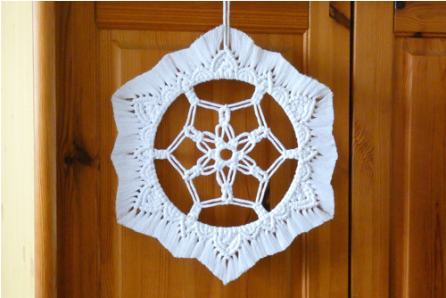 Macrame bílá mandala - závěsná dekorace — foto 6
