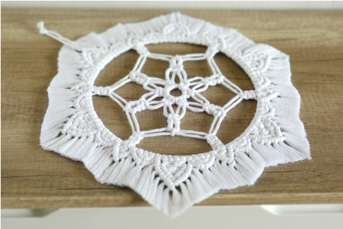 Macrame bílá mandala - závěsná dekorace — foto 3