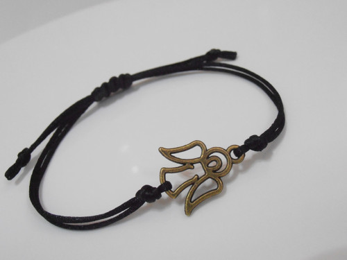 "Anděl" - černý saténový náramek — foto 5