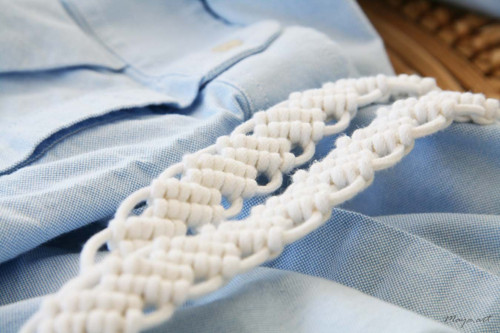 Drhaný pásek MACRAMÉ BELTS bílý — foto 4
