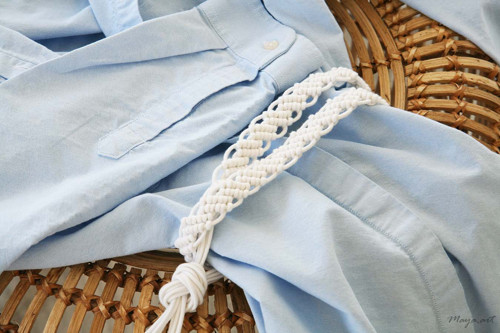 Drhaný pásek MACRAMÉ BELTS bílý — foto 3