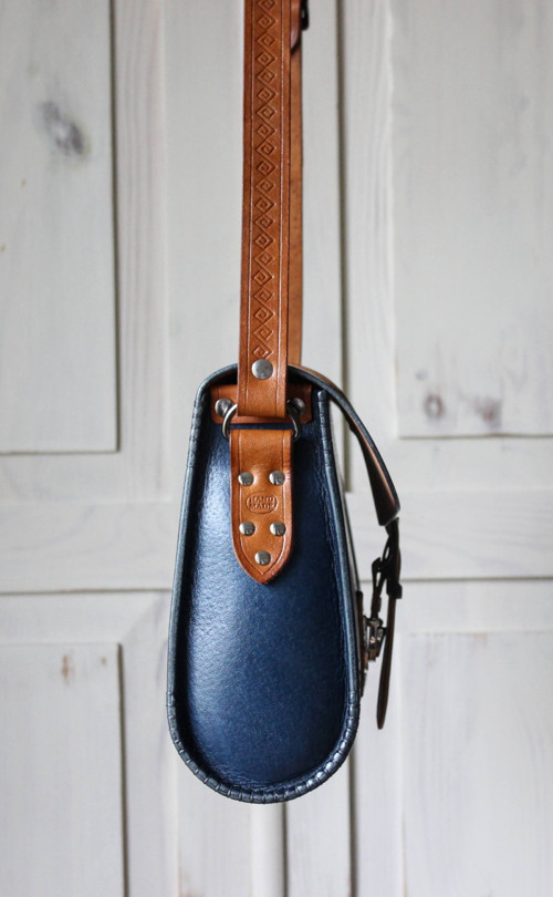 Kožená kabelka Old-denim blue messenger — foto 5