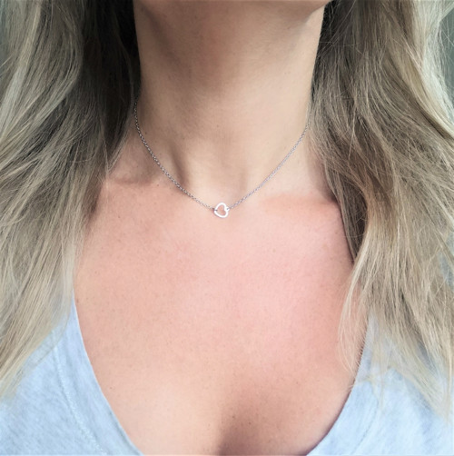 Ocelový náhrdelník*srdíčko*naležato*obrys — foto 6