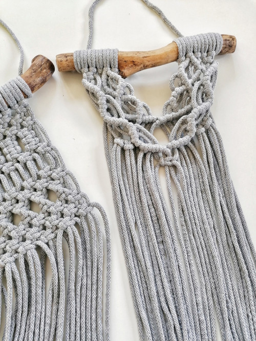 Sada 2 ks macrame v šedé barvě — foto 2
