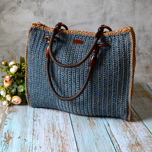 DENIM - háčkovaná kabelka — foto 6