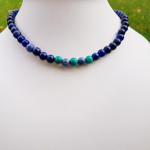 "V hlubinách" Náhrdelník (lapis, sodalit) — foto 4