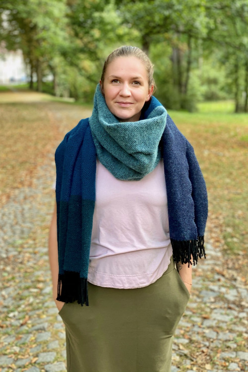 Šála tyrkys petrolej modrá — foto 3