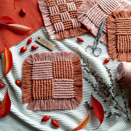 Prostírka macramé - čtvercová, terakota/blush 2x2 — foto 6