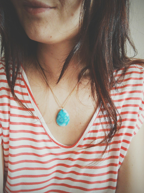 Blue agate in gold - náhrdelník — foto 2