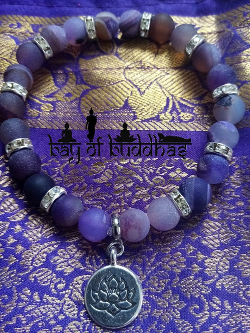 Náramek Purple crystal agate lotus — foto 4