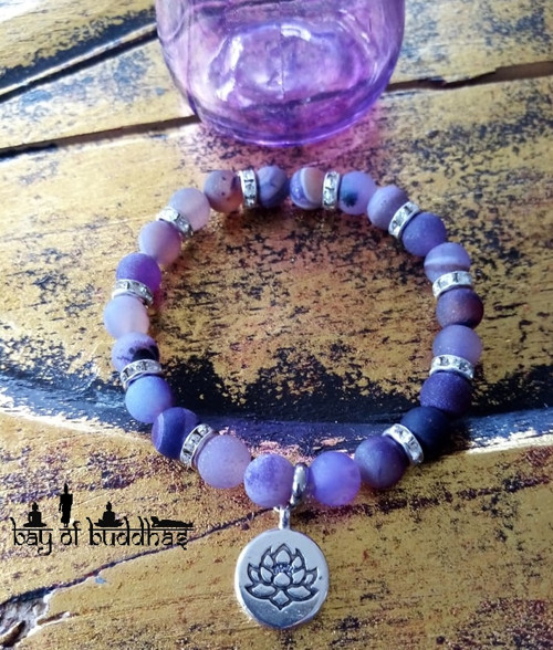 Náramek Purple crystal agate lotus — foto 5