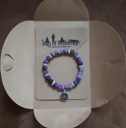 Náramek Purple crystal agate lotus — foto 6