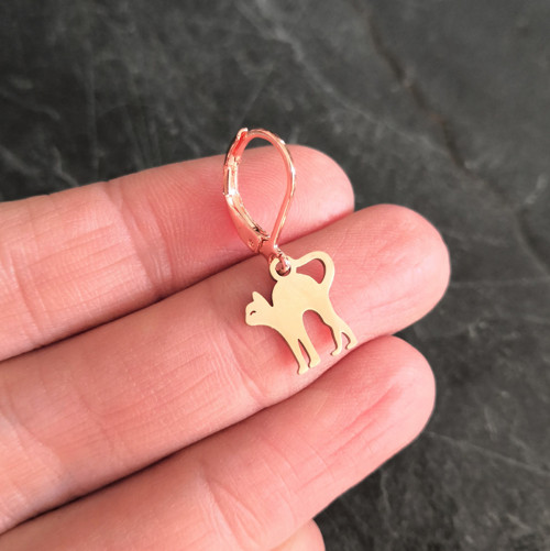 Ocel.náušnice*Kočička,která se protahuje*rosegold — foto 3