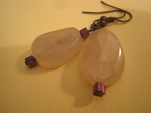 Náušnice č.245 bledofialové chalcedon — foto 3