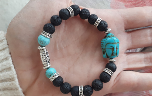 Náramek Turquoise Black Lava Buddha — foto 2