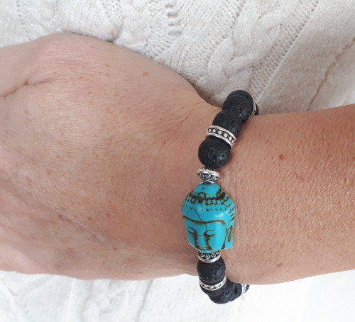 Náramek Turquoise Black Lava Buddha — foto 4