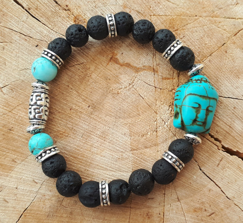 Náramek Turquoise Black Lava Buddha — foto 3