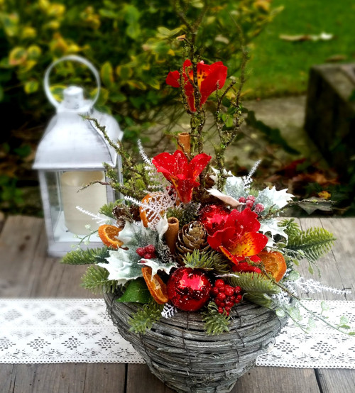 Vánoční sada - proutěná váza — foto 2