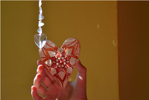 Keramické krajkové srdíčko, 11 cm — foto 2