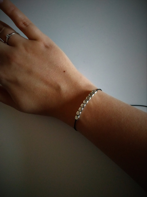 Minimalistický náramek - stříbrná/zelená — foto 2