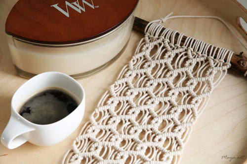 Přírodní malý macramé WALLHANGING plástve — foto 3