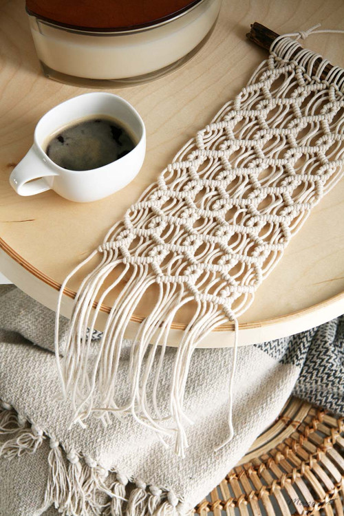 Přírodní malý macramé WALLHANGING plástve — foto 2
