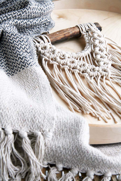 Přírodní malý macramé WALLHANGING — foto 4