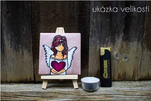 MiniOBRAZ - "růžová Andělka" 8x8 cm — foto 3