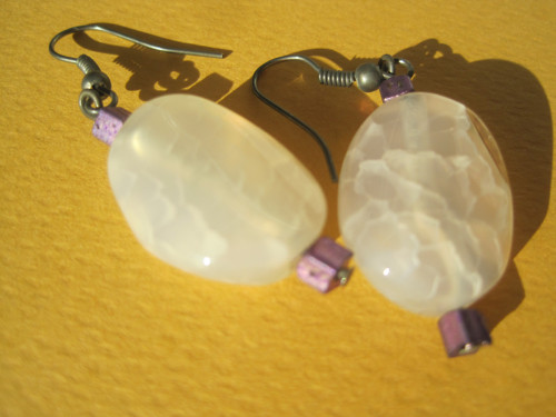 Náušnice č.245 bledofialové chalcedon — foto 4