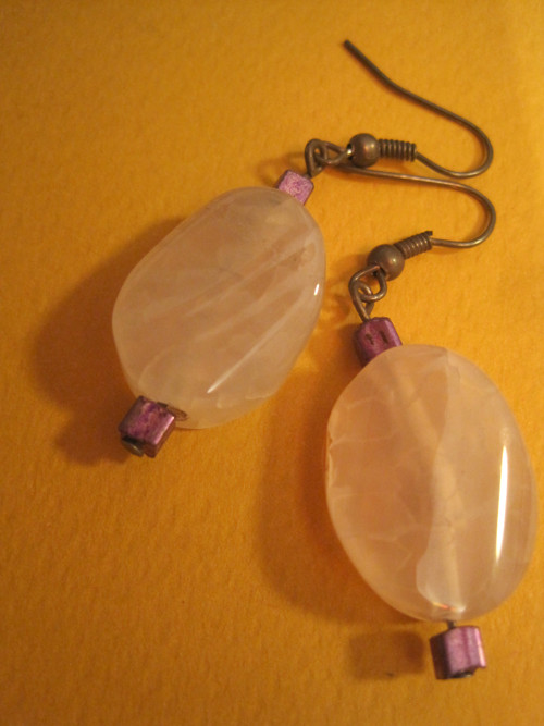 Náušnice č.245 bledofialové chalcedon — foto 5