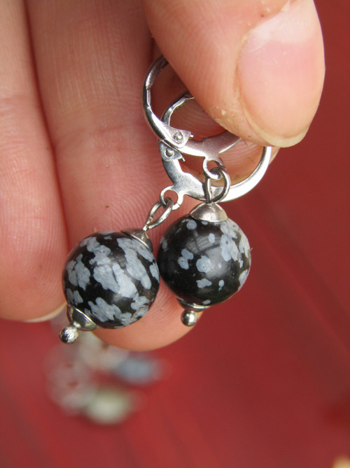 Náušnice obsidiánové — foto 3