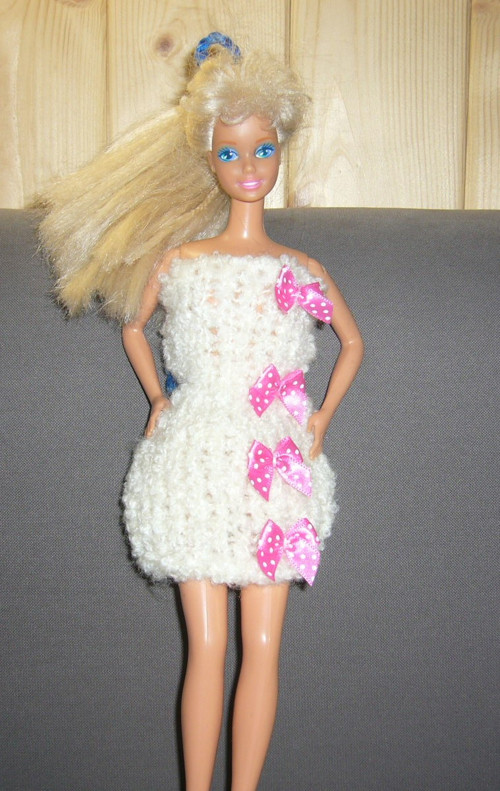 Barbie - šatičky pletené bílé — foto 3