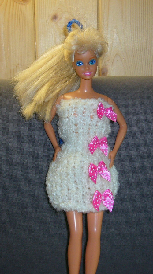 Barbie - šatičky pletené bílé — foto 2