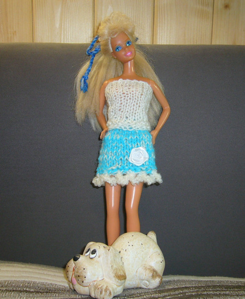 Barbie - pletená bleděmodrá sukýnka — foto 2