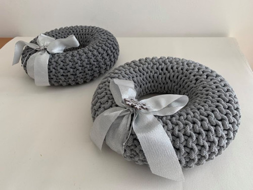 Pletený věnec šedý L průměr 25cm — foto 3