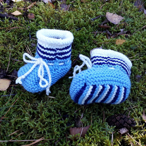 Modrobílé bačkorky, merino, 8 cm — foto 5