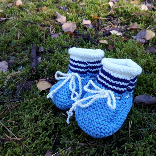 Modrobílé bačkorky, merino, 8 cm — foto 4