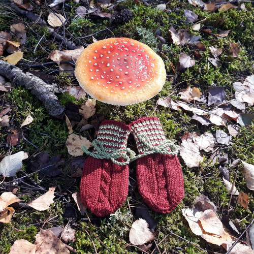 Terrakotové rukavičky s copánkem, merino — foto 3