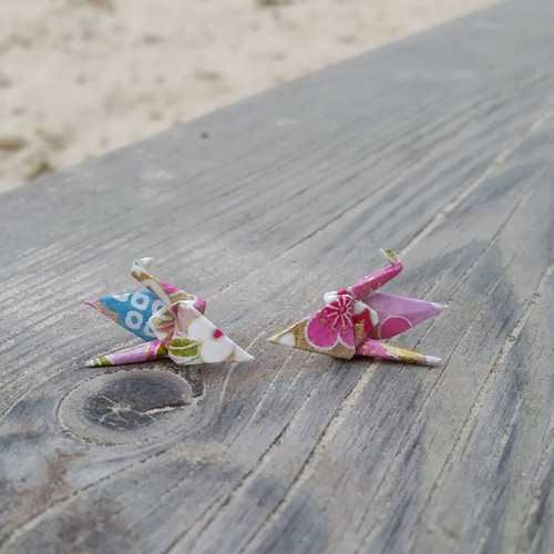 Origami náušnice - puzeta jeřáb mini — foto 3