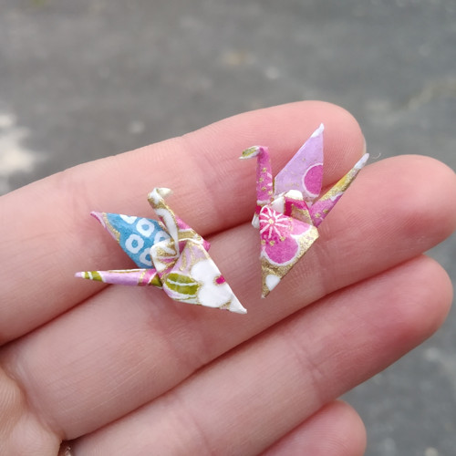 Origami náušnice - puzeta jeřáb mini — foto 5